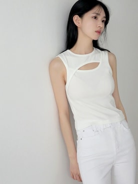 「UNE MANSION（ユヌマンション）のアイテム（タンクトップ）」を使った、UNE MANSIONさん（レディース・162cm）の夏コーディネート