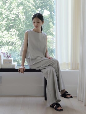 「SET UP」｜「アイテム（オールインワン・サロペット）」を使った、UNE MANSIONさん（レディース・162cm）の夏コーディネート