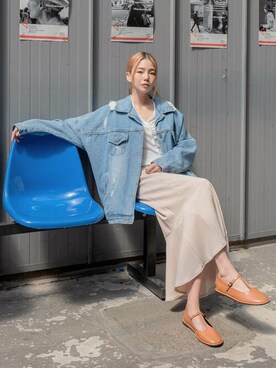 「韓国コーデ」｜「アイテム（デニムジャケット）」を使った、UNE MANSIONさん（レディース・167cm）の秋コーディネート