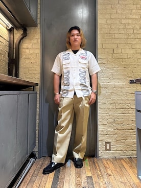 「ワイドパンツ 」｜「アイテム（ローファー）」を使った、吉川修平さん（メンズ・175cm）の夏コーディネート