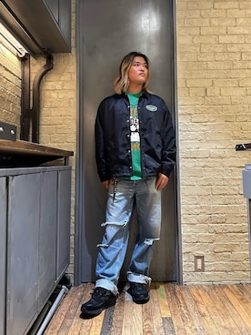 「HYSTERIC GLAMOUR（ヒステリックグラマー）のアイテム（ナイロンジャケット）」を使った、吉川修平さん（メンズ・175cm）の秋コーディネート