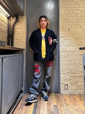 SEE NO EVIL刺繍 レタードカーディガンを使った人気ファッション