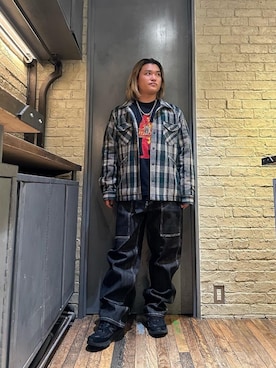 「シャツ 」｜「アイテム（ブルゾン）」を使った、吉川修平さん（メンズ・175cm）の冬コーディネート