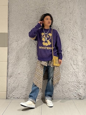 「HYSTERIC GLAMOUR（ヒステリックグラマー）のアイテム（バッグ）」を使った、吉川修平さん（メンズ・175cm）の秋コーディネート