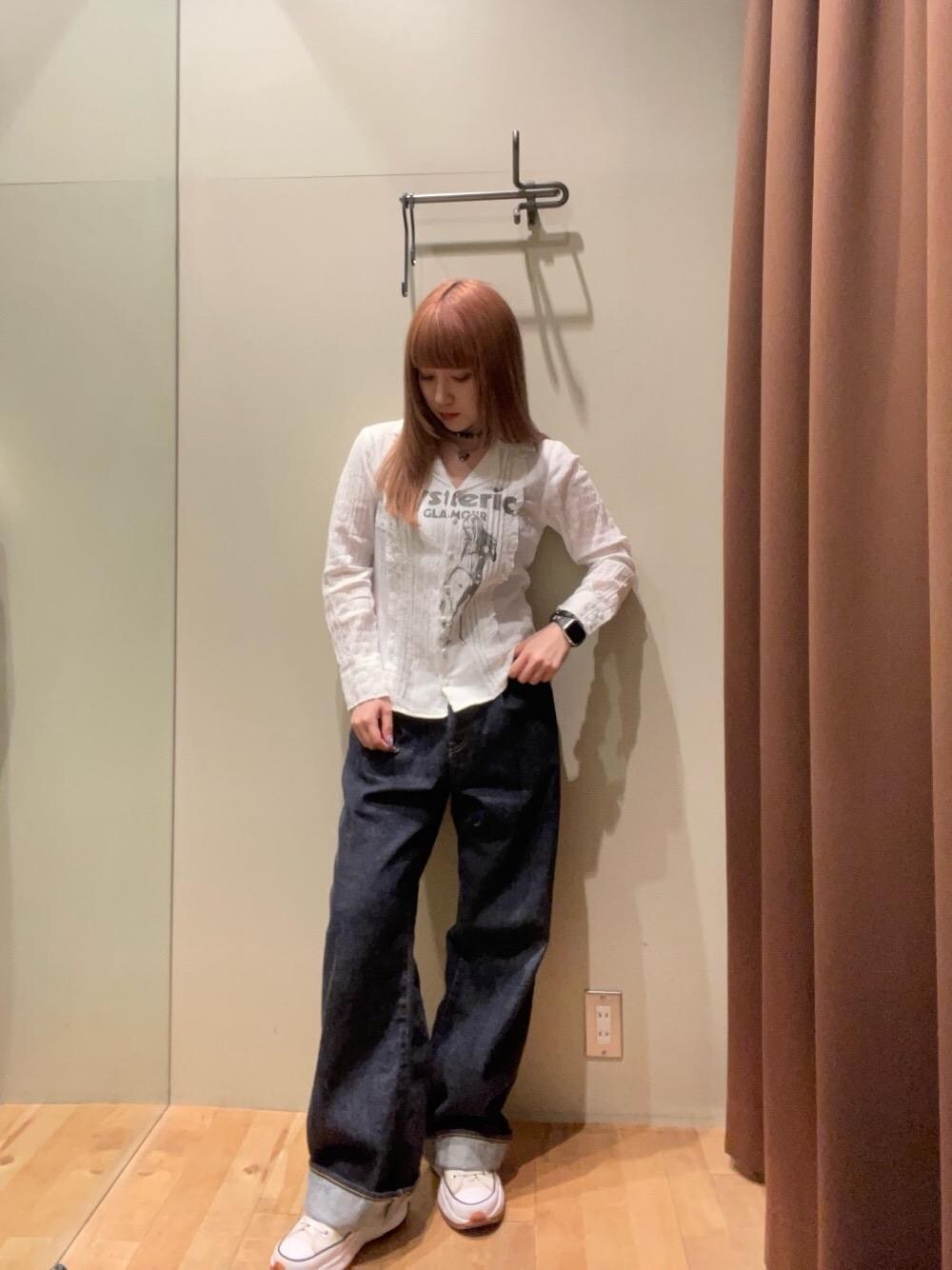「デニム、アクセサリー、ヒステリックグラマー、HYSTERIC GLAMOUR、シャツ 」｜「HYSTERIC GLAMOURのPICK レザーチョーカー（チョーカー、ブラック系）」を使った、ヵさん（レディース・155cm）の夏コーディネートの1枚目の写真