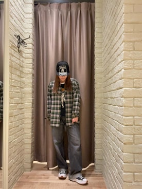 「シャツ 」｜「アイテム（帽子）」を使った、ヵさん（レディース・155cm）の秋コーディネート