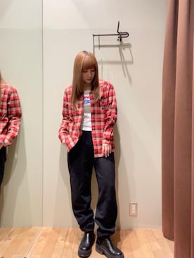 「シャツ 」｜「アイテム（スウェットパンツ）」を使った、ヵさん（レディース・155cm）の秋コーディネート
