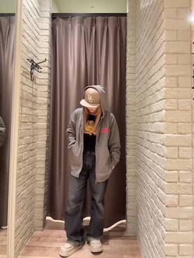 「HYSTERIC GLAMOUR（ヒステリックグラマー）のBLACK MAGIC WOMAN チビTシャツ（Tシャツ/カットソー）」を使った、ヵさん（レディース・155cm）の冬コーディネート