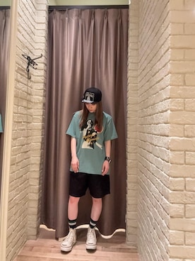 「アイテム（カーゴパンツ）」を使った、ヵさん（レディース・155cm）の夏コーディネート