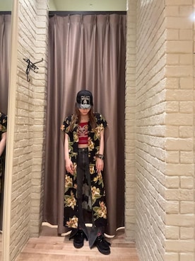 「アイテム（キャミソール、レッド系）」を使った、ヵさん（レディース・155cm）の夏コーディネート