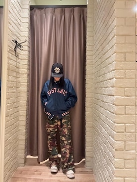 「アイテム（スタジャン）」を使った、ヵさん（レディース・155cm）の夏コーディネート