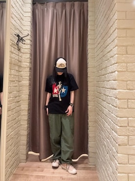 「アイテム（カーゴパンツ）」を使った、ヵさん（レディース・155cm）の夏コーディネート