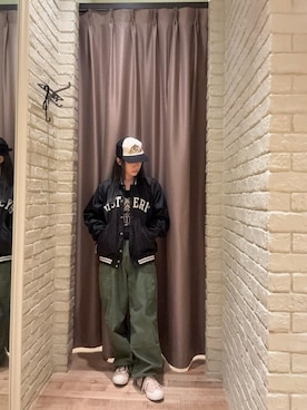 「アイテム（スタジャン）」を使った、ヵさん（レディース・155cm）の夏コーディネート