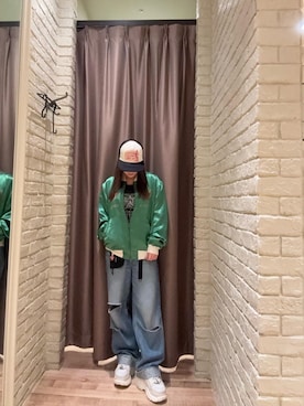「アイテム（ブルゾン）」を使った、ヵさん（レディース・155cm）の秋コーディネート