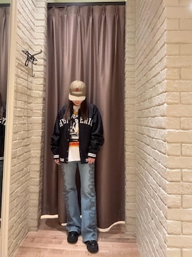 「アイテム（スタジャン）」を使った、ヵさん（レディース・155cm）の秋コーディネート