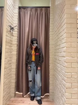 「アイテム（パーカー）」を使った、ヵさん（レディース・155cm）の秋コーディネート