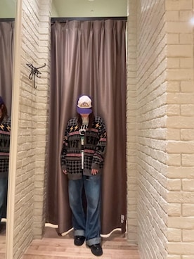 「アイテム（キャップ、パープル系）」を使った、ヵさん（レディース・155cm）の秋コーディネート