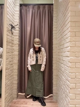 「HYSTERIC GLAMOUR（ヒステリックグラマー）のミリタリーロングスカート（スカート）」を使った、ヵさん（レディース・155cm）の秋コーディネート