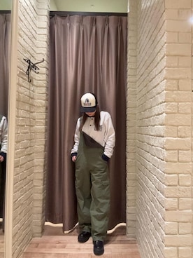 「アイテム（つなぎ/オールインワン）」を使った、ヵさん（レディース・155cm）の秋コーディネート