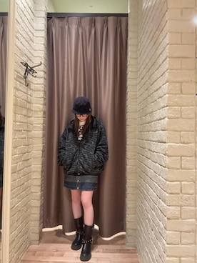 「HYSTERIC GLAMOUR（ヒステリックグラマー）のアイテム（ハット）」を使った、ヵさん（レディース・155cm）の秋コーディネート