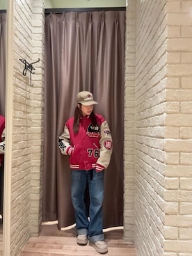 「アイテム（スタジャン）」を使った、ヵさん（レディース・155cm）の冬コーディネート