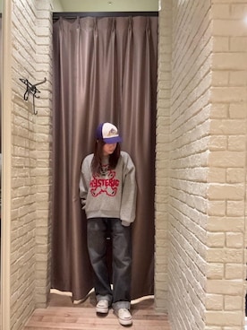 「アイテム（帽子、パープル系）」を使った、ヵさん（レディース・155cm）の冬コーディネート