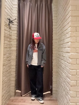 「HYSTERIC GLAMOUR（ヒステリックグラマー）の1タックワイドデニムパンツ（デニムパンツ、ブルー系）」を使った、ヵさん（レディース・155cm）の春コーディネート