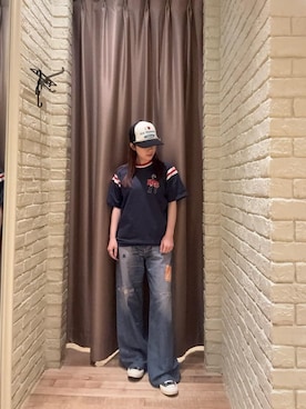 「HYSTERIC GLAMOUR（ヒステリックグラマー）のMY HYSTERIC メッシュキャップ（キャップ、ブラック系）」を使った、ヵさん（レディース・155cm）の春コーディネート
