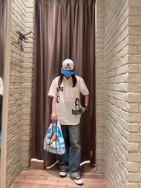 「HYSTERIC GLAMOUR（ヒステリックグラマー）のブッシュデニムパンツ（デニムパンツ、ブルー系）」を使った、ヵさん（レディース・155cm）の春コーディネート