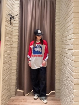 「HYSTERIC GLAMOUR（ヒステリックグラマー）の1タックワイドデニムパンツ（デニムパンツ、ブルー系）」を使った、ヵさん（レディース・155cm）の春コーディネート