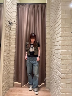 「HYSTERIC GLAMOUR（ヒステリックグラマー）のブッシュデニムパンツ（デニムパンツ、ブルー系）」を使った、ヵさん（レディース・155cm）の春コーディネート