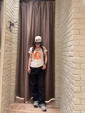 「HYSTERIC GLAMOUR（ヒステリックグラマー）の1タックワイドデニムパンツ（デニムパンツ、ブルー系）」を使った、ヵさん（レディース・155cm）の春コーディネート