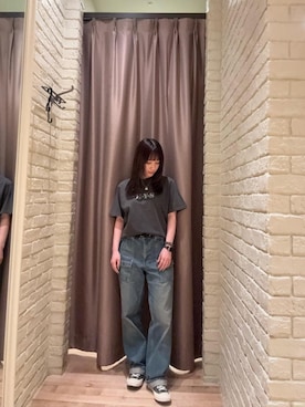 「HYSTERIC GLAMOUR（ヒステリックグラマー）のブッシュデニムパンツ（デニムパンツ、ブルー系）」を使った、ヵさん（レディース・155cm）の夏コーディネート