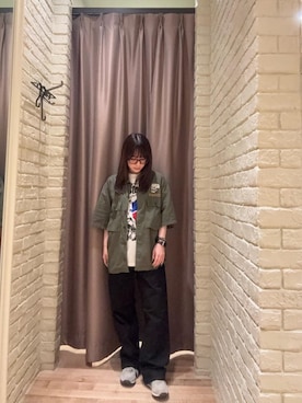「HYSTERIC GLAMOUR（ヒステリックグラマー）のMOTORCYCLE GIRL Tシャツ（Tシャツ/カットソー、ホワイト系）」を使った、ヵさん（レディース・155cm）の夏コーディネート