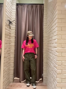 「HYSTERIC GLAMOUR（ヒステリックグラマー）のチノブッシュパンツ（その他パンツ、グリーン系）」を使った、ヵさん（レディース・155cm）の夏コーディネート