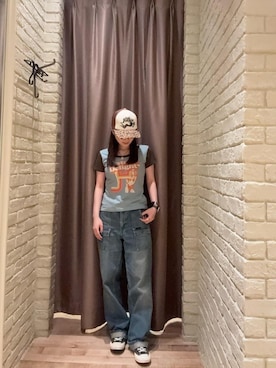 「HYSTERIC GLAMOUR（ヒステリックグラマー）のHYSTERIC DELIGHT チビTシャツ（Tシャツ/カットソー、グリーン系）」を使った、ヵさん（レディース・155cm）の夏コーディネート