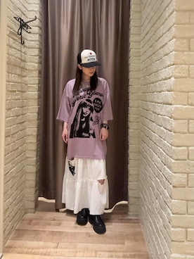 「HYSTERIC GLAMOUR（ヒステリックグラマー）のHYSTERIC TYPICAL GIRLS ティアードスカート（スカート、ホワイト系）」を使った、ヵさん（レディース・155cm）の夏コーディネート