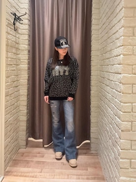 「HYSTERIC GLAMOUR（ヒステリックグラマー）のLEOPARD柄 リバーシブルスウェットパンツ（スウェットパンツ、その他）」を使った、ヵさん（レディース・155cm）の夏コーディネート