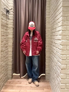 「アイテム（ジャケット/アウター、ピンク系）」を使った、ヵさん（レディース・155cm）の秋コーディネート