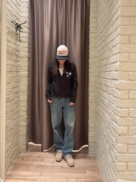 「HYSTERIC GLAMOUR（ヒステリックグラマー）のSKUNK CLUB パーカー（Hoodies、グレー系）」を使った、ヵさん（レディース・155cm）の秋コーディネート