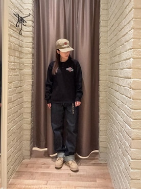 「HYSTERIC GLAMOUR（ヒステリックグラマー）のボーイフレンドデニムパンツ（Denim pants、ブルー系）」を使った、ヵさん（レディース・155cm）の秋コーディネート
