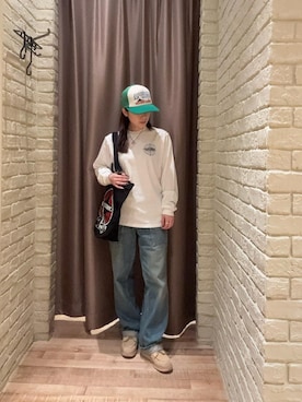 「HYSTERIC GLAMOUR（ヒステリックグラマー）のLEISURE WOMAN トートバッグ（Tote、ブラック系）」を使った、ヵさん（レディース・155cm）の秋コーディネート