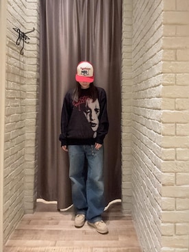 「HYSTERIC GLAMOUR（ヒステリックグラマー）のMOONSHINEジャカード セーター（Knitwear、ブラック系）」を使った、ヵさん（レディース・155cm）の秋コーディネート