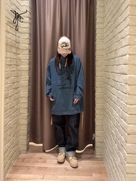 「HYSTERIC GLAMOUR（ヒステリックグラマー）のボーイフレンドデニムパンツ（Denim pants、ブルー系）」を使った、ヵさん（レディース・155cm）の秋コーディネート