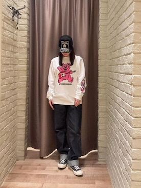 「HYSTERIC GLAMOUR（ヒステリックグラマー）のHYS WHISKY刺繍 キャップ（Cap、ブラック系）」を使った、ヵさん（レディース・155cm）の秋コーディネート