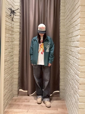 「HYSTERIC GLAMOUR（ヒステリックグラマー）のHYS SKATES Tシャツ（T Shirts、ホワイト系）」を使った、ヵさん（レディース・155cm）の秋コーディネート