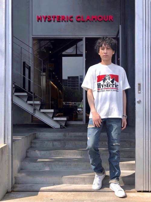 スクエアウインドウリメイク スリムストレートデニムパンツ