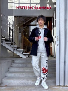 「アイテム（ピーコート）」を使った、RYUさん（メンズ・172cm）の冬コーディネート