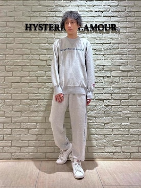 「HYSTERIC GLAMOUR（ヒステリックグラマー）のHYS LOGO スウェットパンツ（スウェットパンツ、グレー系）」を使った、RYUさん（メンズ・172cm）の秋コーディネート