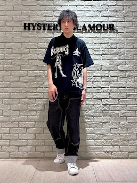 「HYSTERIC GLAMOUR（ヒステリックグラマー）のCIRCLE GIRL カラビナL（キーホルダー、シルバー系）」を使った、RYUさん（メンズ・172cm）の秋コーディネート